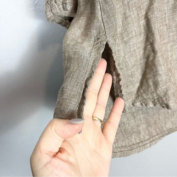 Eddie Bauer linen tunic top v-neck top women’s size S brown toupe - Picture 3 of 5